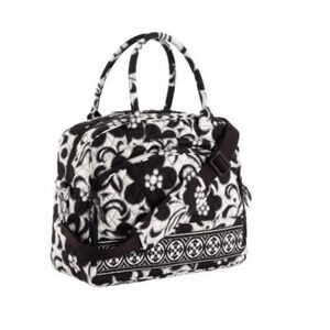Vera Bradley Metropolitan Night & Day Blk & White Floral Computer Large Bag